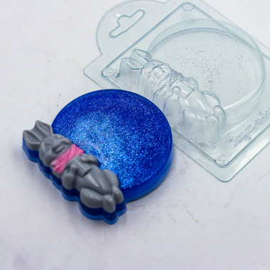 Круг с зайчиком форма пластиковая — ANYMOLDS ПРОИЗВОДСТВО ПЛАСТИКОВЫХ ФОРМ ДЛЯ МЫЛА, ШОКОЛАДА, ГИПСА