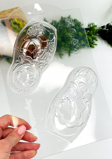 Матрешка большая (2 фигуры на форме) пластиковая форма для шоколада &mdash; ANYMOLDS ПРОИЗВОДСТВО ПЛАСТИКОВЫХ ФОРМ ДЛЯ МЫЛА, ШОКОЛАДА, ГИПСА