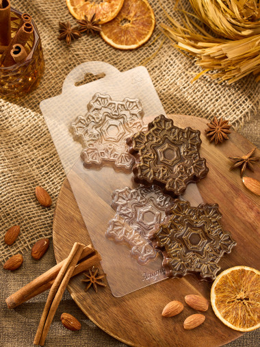 Снежинка Зимняя Сказка под шоколад форма пластиковая — ANYMOLDS ПРОИЗВОДСТВО ПЛАСТИКОВЫХ ФОРМ ДЛЯ МЫЛА, ШОКОЛАДА, ГИПСА