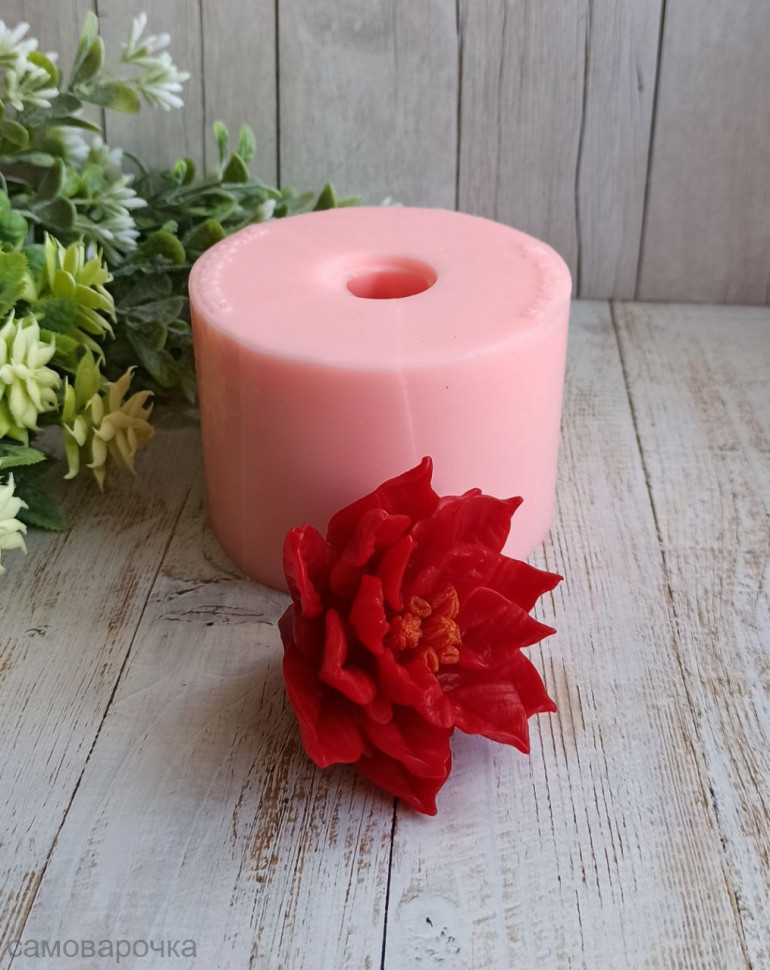 Пуансетия, cиликоновая форма для мыла, гипса, свечей 3д