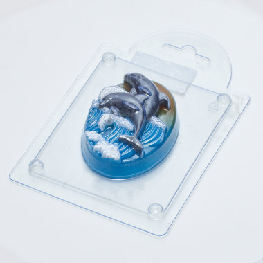 Дельфины на волнах v2 форма пластиковая — ANYMOLDS ПРОИЗВОДСТВО ПЛАСТИКОВЫХ ФОРМ ДЛЯ МЫЛА, ШОКОЛАДА, ГИПСА