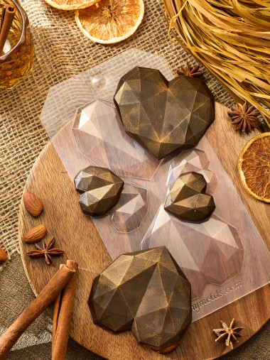 Ассорти алмазное сердце форма пластиковая для шоколада — ANYMOLDS ПРОИЗВОДСТВО ПЛАСТИКОВЫХ ФОРМ ДЛЯ МЫЛА, ШОКОЛАДА, ГИПСА
