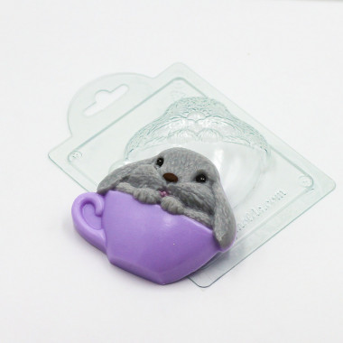 Кролик в чашке форма пластиковая — ANYMOLDS ПРОИЗВОДСТВО ПЛАСТИКОВЫХ ФОРМ ДЛЯ МЫЛА, ШОКОЛАДА, ГИПСА