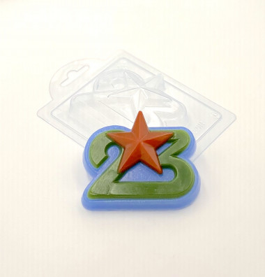 23 со звездой форма пластиковая — ANYMOLDS ПРОИЗВОДСТВО ПЛАСТИКОВЫХ ФОРМ ДЛЯ МЫЛА, ШОКОЛАДА, ГИПСА
