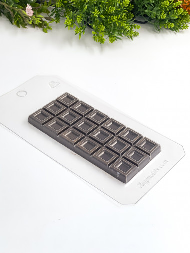 Плитка классика &quot;Квадратики&quot; форма пластиковая для шоколада — ANYMOLDS ПРОИЗВОДСТВО ПЛАСТИКОВЫХ ФОРМ ДЛЯ МЫЛА, ШОКОЛАДА, ГИПСА