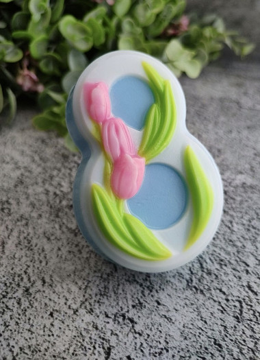 8 Марта с тюльпанами  форма пластиковая — ANYMOLDS ПРОИЗВОДСТВО ПЛАСТИКОВЫХ ФОРМ ДЛЯ МЫЛА, ШОКОЛАДА, ГИПСА