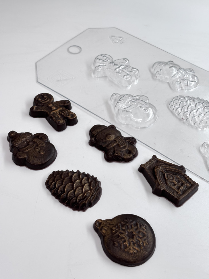 Новогодние мини форма пластиковая для шоколада и мыла фото 1 &mdash; ANYMOLDS ПРОИЗВОДСТВО ПЛАСТИКОВЫХ ФОРМ ДЛЯ МЫЛА, ШОКОЛАДА, ГИПСА