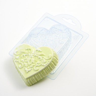 Сердце с орнаментом, форма пластиковая — ANYMOLDS ПРОИЗВОДСТВО ПЛАСТИКОВЫХ ФОРМ ДЛЯ МЫЛА, ШОКОЛАДА, ГИПСА