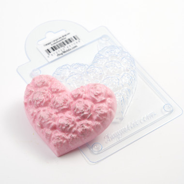 Сердце с розами форма пластиковая — ANYMOLDS ПРОИЗВОДСТВО ПЛАСТИКОВЫХ ФОРМ ДЛЯ МЫЛА, ШОКОЛАДА, ГИПСА