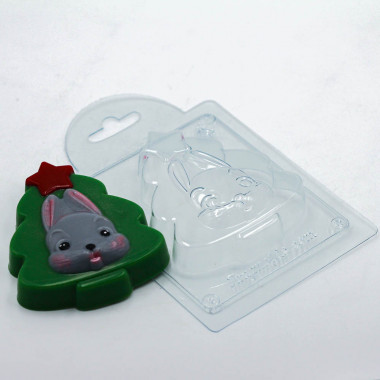 Елочка с кроликом форма пластиковая — ANYMOLDS ПРОИЗВОДСТВО ПЛАСТИКОВЫХ ФОРМ ДЛЯ МЫЛА, ШОКОЛАДА, ГИПСА