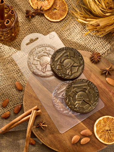 Медаль отважному пожарному! форма пластиковая для шоколада — ANYMOLDS ПРОИЗВОДСТВО ПЛАСТИКОВЫХ ФОРМ ДЛЯ МЫЛА, ШОКОЛАДА, ГИПСА