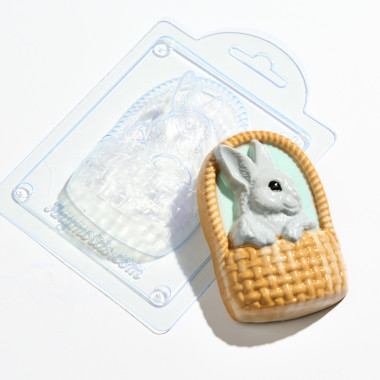Кролик в корзине форма пластиковая — ANYMOLDS ПРОИЗВОДСТВО ПЛАСТИКОВЫХ ФОРМ ДЛЯ МЫЛА, ШОКОЛАДА, ГИПСА