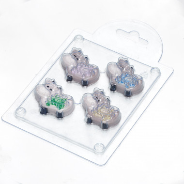 Бычок с цветком мини  форма пластиковая — ANYMOLDS ПРОИЗВОДСТВО ПЛАСТИКОВЫХ ФОРМ ДЛЯ МЫЛА, ШОКОЛАДА, ГИПСА