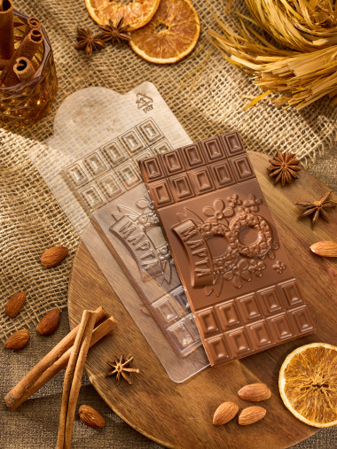 Шоколад 8 марта плитка шоколада, форма пластиковая — ANYMOLDS ПРОИЗВОДСТВО ПЛАСТИКОВЫХ ФОРМ ДЛЯ МЫЛА, ШОКОЛАДА, ГИПСА