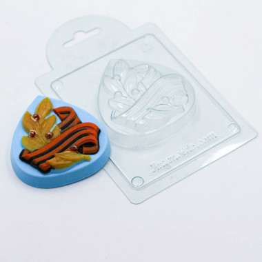 Георгиевская лента с цветами форма пластиковая — ANYMOLDS ПРОИЗВОДСТВО ПЛАСТИКОВЫХ ФОРМ ДЛЯ МЫЛА, ШОКОЛАДА, ГИПСА